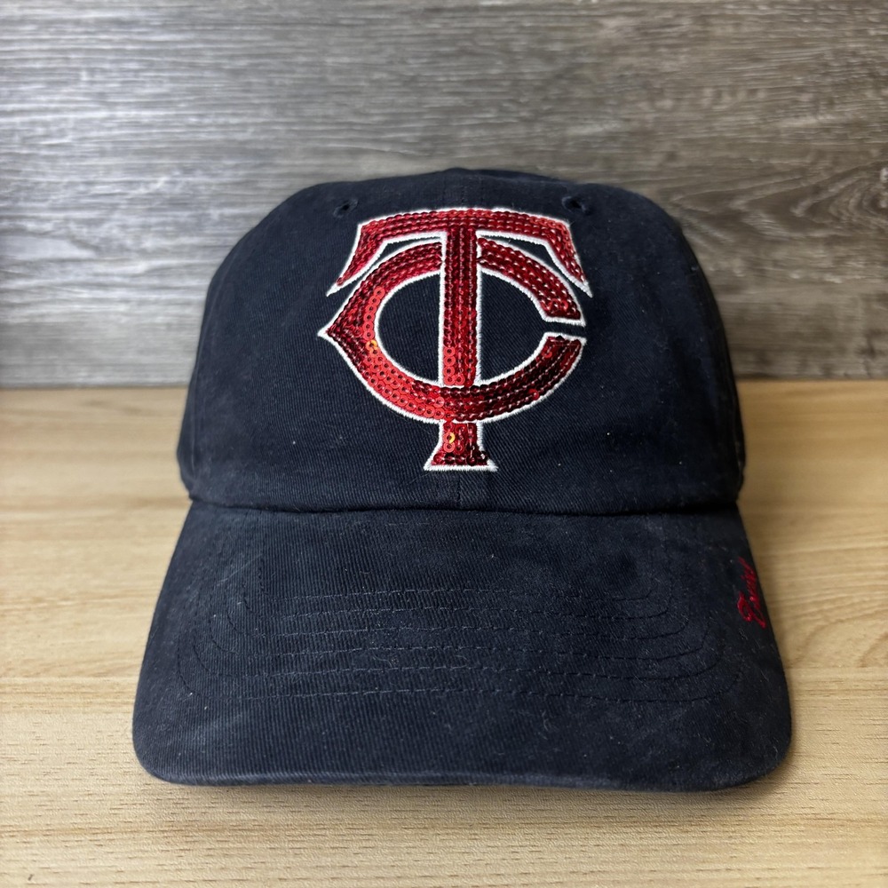 Minnesota Twins Hat Cap Strap Back Womens Navy Blue MLB Baseball Sequin TC